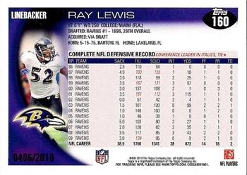 2010 Topps - Gold #160 Ray Lewis Back
