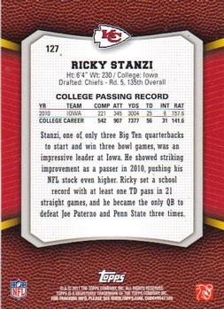 2011 Topps Rising Rookies #127 Ricky Stanzi Back