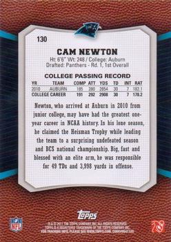 2011 Topps Rising Rookies #130 Cam Newton Back