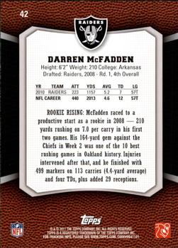 2011 Topps Rising Rookies #42 Darren McFadden Back