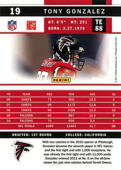 2011 Score #19 Tony Gonzalez Back