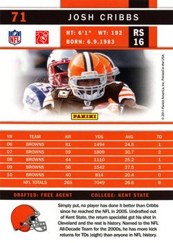 2011 Score #71 Josh Cribbs Back