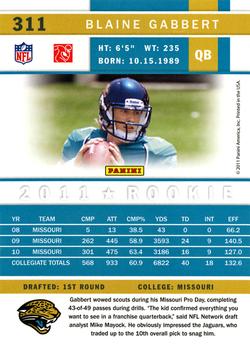 2011 Score #311 Blaine Gabbert Back