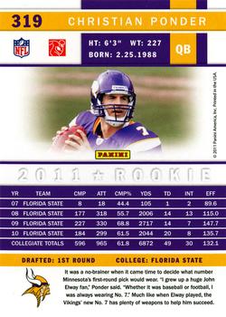 2011 Score #319 Christian Ponder Back