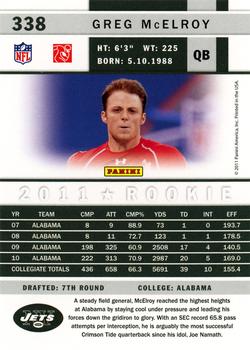 2011 Score #338 Greg McElroy Back