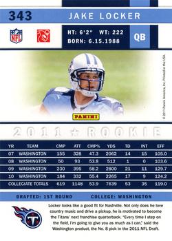 2011 Score #343 Jake Locker Back