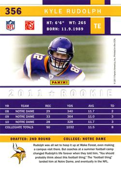 2011 Score #356 Kyle Rudolph Back