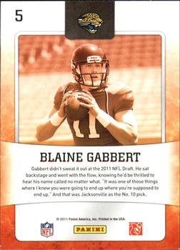2011 Score - Hot Rookies Glossy #5 Blaine Gabbert Back