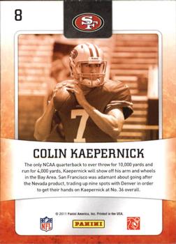 2011 Score - Hot Rookies Glossy #8 Colin Kaepernick Back