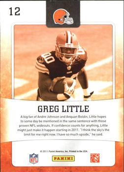 2011 Score - Hot Rookies Gold Zone #12 Greg Little Back