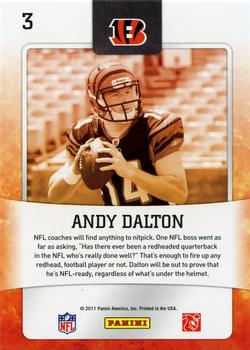 2011 Score - Hot Rookies Red Zone #3 Andy Dalton Back