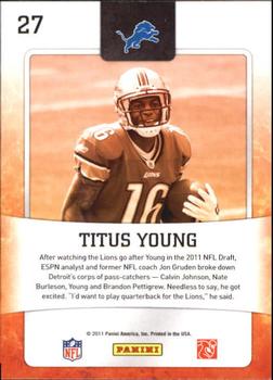 2011 Score - Hot Rookies Red Zone #27 Titus Young Back