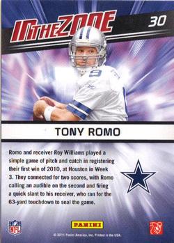 2011 Score - In the Zone #30 Tony Romo Back
