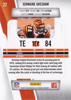 2011 Panini Prestige - Rookie Review #22 Jermaine Gresham Back