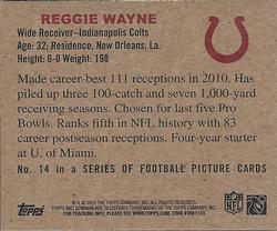 2011 Topps - 1950 Bowman #14 Reggie Wayne Back
