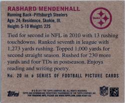 2011 Topps - 1950 Bowman #20 Rashard Mendenhall Back