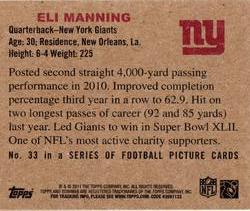 2011 Topps - 1950 Bowman #33 Eli Manning Back