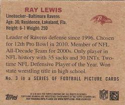 2011 Topps - 1950 Bowman #3 Ray Lewis Back