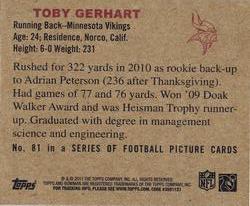 2011 Topps - 1950 Bowman #81 Toby Gerhart Back