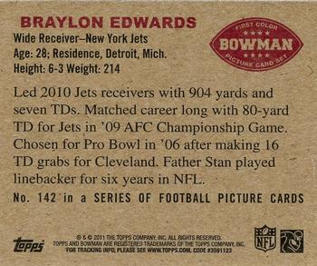 2011 Topps - 1950 Bowman Silver #142 Braylon Edwards Back