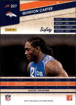 2011 Panini Threads #227 Quinton Carter Back