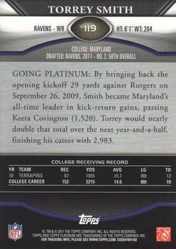 2011 Topps Platinum #119 Torrey Smith Back