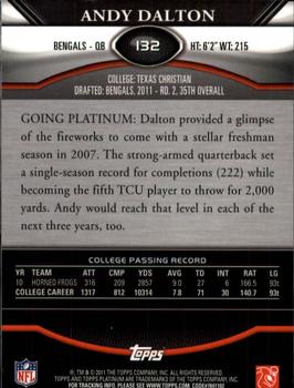 2011 Topps Platinum #132 Andy Dalton Back