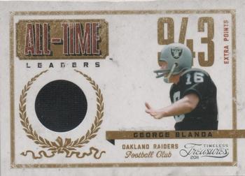 2011 Panini Timeless Treasures - All-Time Leaders Materials #5 George Blanda Front