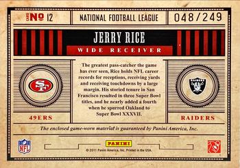 2011 Panini Timeless Treasures - Changing Stripes #12 Jerry Rice Back