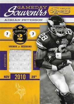 2011 Panini Timeless Treasures - Gameday Souvenirs 2nd Quarter #6 Adrian Peterson Front