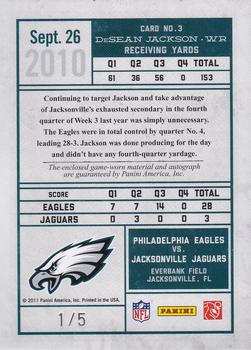 2011 Panini Timeless Treasures - Gameday Souvenirs 4th Quarter Autographs #3 DeSean Jackson Back