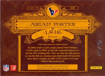 2011 Panini Timeless Treasures - Statistical Champions Materials Prime #25 Arian Foster Back