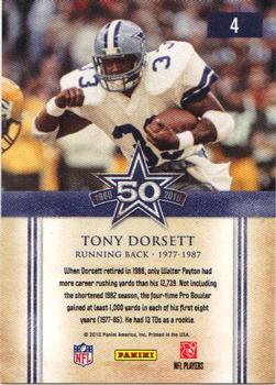 2010 Panini Classics - Cowboys 50th Anniversary #4 Tony Dorsett Back