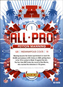 2010 Score - All Pro #1 Peyton Manning Back