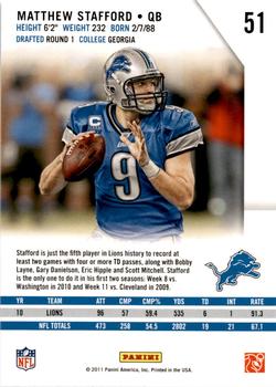 2011 Panini Rookies & Stars Longevity #51 Matthew Stafford Back