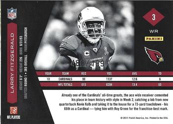 2011 Panini Limited #3 Larry Fitzgerald Back