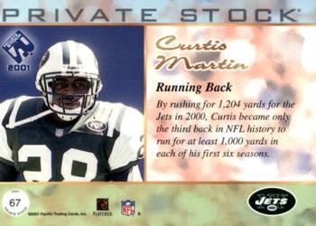 2001 Pacific Private Stock - Blue Framed #67 Curtis Martin Back