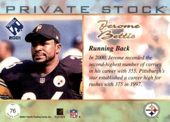 2001 Pacific Private Stock - Silver Framed #76 Jerome Bettis Back