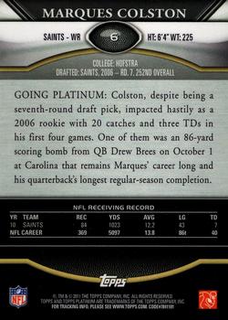 2011 Topps Platinum - Gold #6 Marques Colston  Back