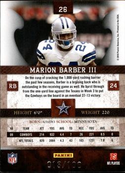 2010 Panini Plates & Patches - Silver #26 Marion Barber  Back