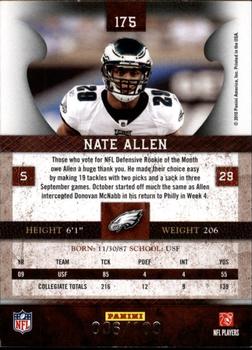 2010 Panini Plates & Patches - Silver #175 Nate Allen  Back