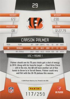 2010 Panini Certified - Mirror Red #29 Carson Palmer  Back