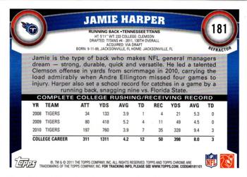 2011 Topps Chrome - Orange Refractors #181 Jamie Harper  Back