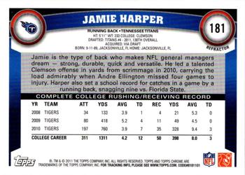 2011 Topps Chrome - Xfractors #181 Jamie Harper Back