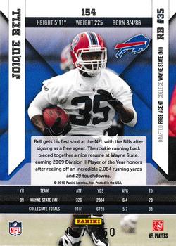 2010 Panini Epix - Silver #154 Joique Bell  Back