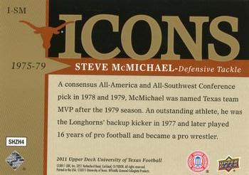 2011 Upper Deck University of Texas - Icons #I-SM Steve McMichael Back