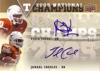 2011 Upper Deck University of Texas - National Champions Duos Autographs #NCD-YC Vince Young / Jamaal Charles Front