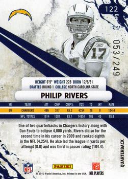 2010 Panini Rookies & Stars - Longevity Parallel Silver #122 Philip Rivers  Back