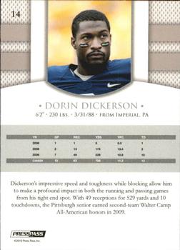 2010 Press Pass PE - Gold #14 Dorin Dickerson  Back