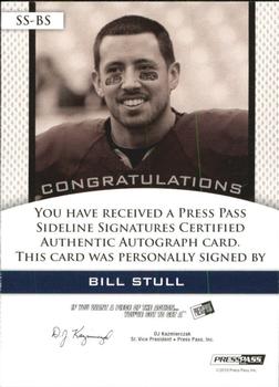 2010 Press Pass PE - Sideline Signatures Gold #SS-BS Bill Stull  Back